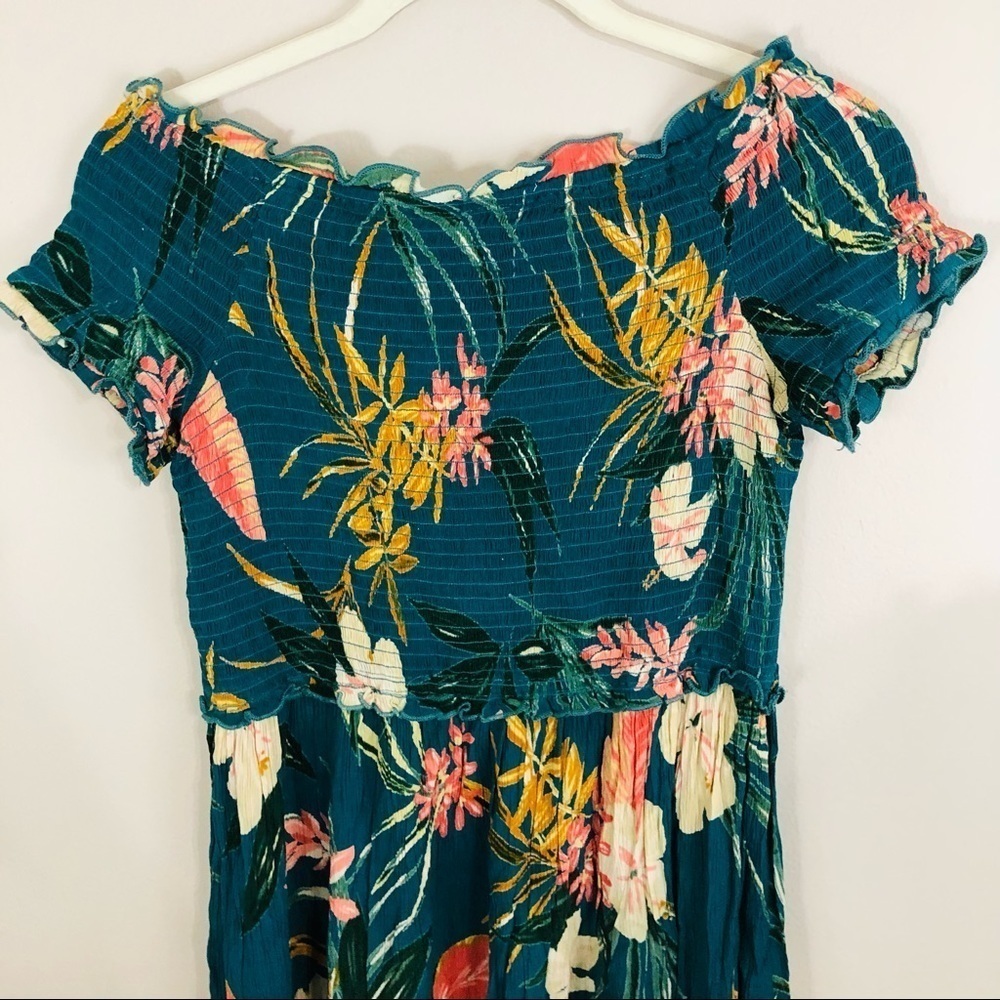Patrons of Peace green pink tropical floral Hawaiian vacation dress Medium - Picture 4 of 7